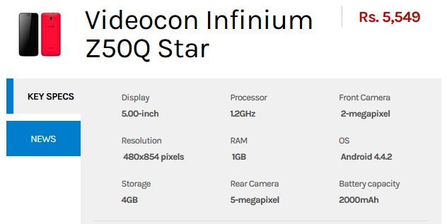 videocon-infinium-z40q-star-Specs